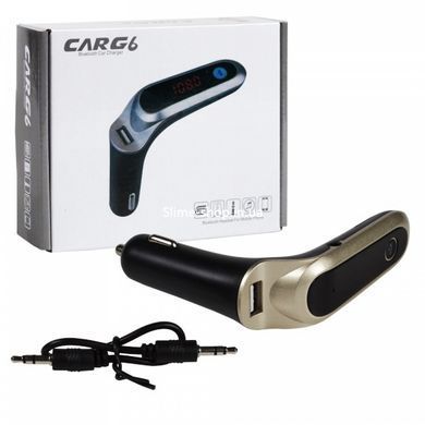 FM модулятор CAR G6 Bluetooth USB AUX MicroSD трансмітер, FM модулятор для автомобіля FP-312 Колір: золотий