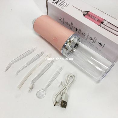 Іригатор для чищення зубів та порожнини рота Oral Irrigator з акумулятором та змінними насадками. BW-939 Колір: рожевий