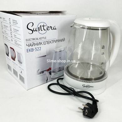 Электрочайник удобный Suntera EKB-322W 1500 Вт 1.8 л, Изысканный электрочайник, XI-143 Электрочайник чайный