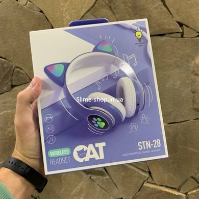 Беспроводные наушники с котячими ушками CAT STN-28 синие, Bluetooth наушники подарок DT-946 для детей