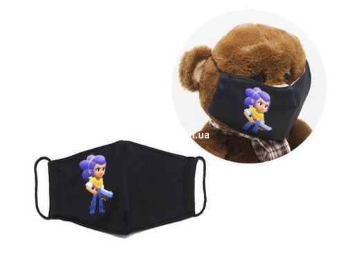 Многоразовая 4-х слойная защитная маска "BRAWL STARS Шелли " размер 3, 7-14 лет