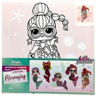 Картина за номерами з фарбами металік "L.O.L. Surprise! Mermaids. Neon QT" 40х40 см