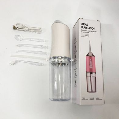 Іригатор для чищення зубів та порожнини рота Oral Irrigator з акумулятором та змінними насадками. UO-630 Колір: білий