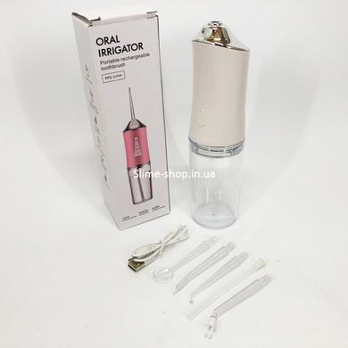 Іригатор для чищення зубів та порожнини рота Oral Irrigator з акумулятором та змінними насадками. UO-630 Колір: білий