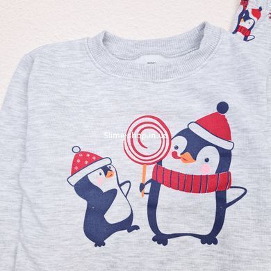 Пижама детская новогодняя с начесом с пингвинами Christmas penguin