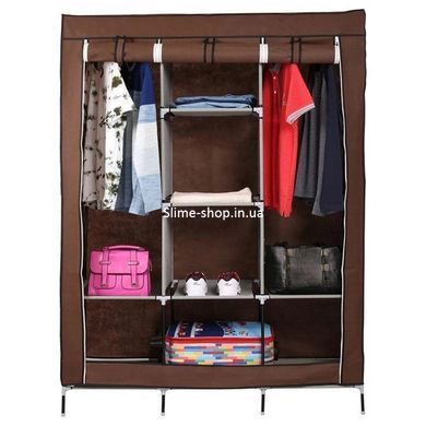 Шкаф тканевый 3 секции складной с каркасом STORAGE WARDROBE 175 х 130 х 45 см. JG-338 Цвет: коричневый