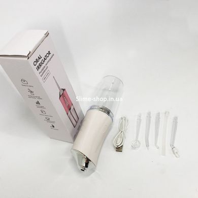 Іригатор для чищення зубів та порожнини рота Oral Irrigator з акумулятором та змінними насадками. UO-630 Колір: білий