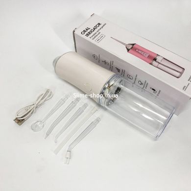 Іригатор для чищення зубів та порожнини рота Oral Irrigator з акумулятором та змінними насадками. UO-630 Колір: білий