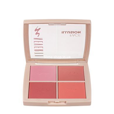 Палетка румян Neverti Illusion Blush 4 оттенка (NP207)