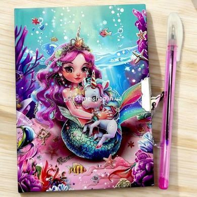 Блокнот дитячий на замочку, з ручкою 15x11 см (56 арк) "Русалонька"