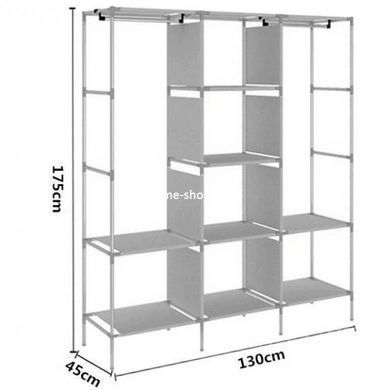 Шкаф тканевый 3 секции складной с каркасом STORAGE WARDROBE 175 х 130 х 45 см. JG-338 Цвет: коричневый