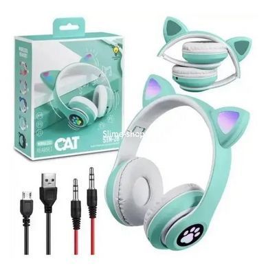 Беспроводные наушники cat ear CAT STN-28 зеленые, Cat Ear наушники с Bluetooth UC-519 и подсветкой