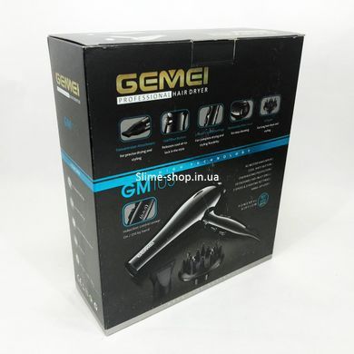 Професійний фен Gemei GM-103 2200Вт для сушіння укладання волосся режими швидкості, TN-839 температури, сенсор