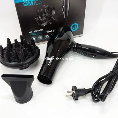 Професійний фен Gemei GM-103 2200Вт для сушіння укладання волосся режими швидкості, TN-839 температури, сенсор