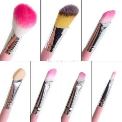 Набір пензлів для макіяжу MaXmaR 7 шт у металевому футлярі PINK MB-210