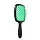 Щетка для волос массажная продувная Superbrush Plus Hollow Comb прямоугольная, Черная с зелёным