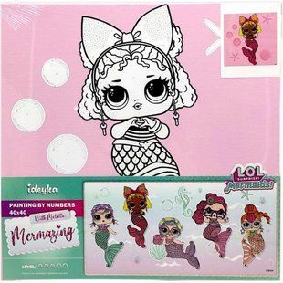 Картина за номерами з фарбами металік "L.O.L. Surprise! Mermaids. Queen Bee" 40х40 см