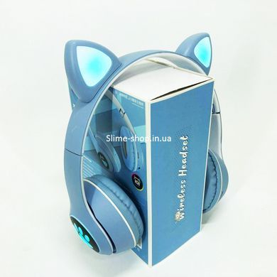 Bluetooth навушники для дітей з вушками Cat VZV 23M, Навушники зі маленькими маленькими NR-416, що світяться, котячими вушками