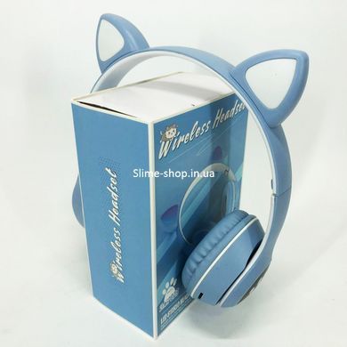 Bluetooth навушники для дітей з вушками Cat VZV 23M, Навушники зі маленькими маленькими NR-416, що світяться, котячими вушками