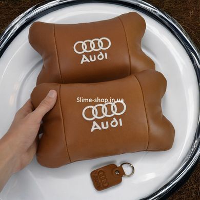 Подарок мужчине водителю Audi Ауди, Авто подушки в машину, Автоподушка для шеи LS-316 на подголовники