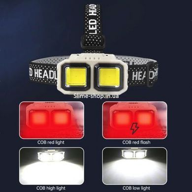 Головний ліхтар Bailong HX-816 2COB(white+red), Ліхтар на голову для бігу, AF-786 Ліхтарик налобник