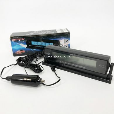 Автомобильные часы с подсветкой VST-7013V вольтметр, 2 термометра Авточасы с CH-832 выносным термометром