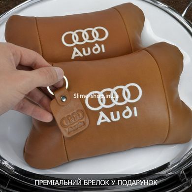 Подарок мужчине водителю Audi Ауди, Авто подушки в машину, Автоподушка для шеи LS-316 на подголовники