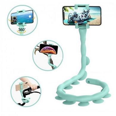 Гнучкий тримач для телефону з універсальними присосками Cute Worm Lazy Holder. LH-115 Колір: блакитний