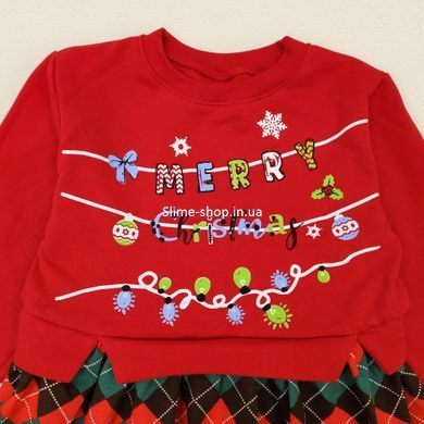 Сукня дитяча в клітку з тканини з начосом Christmas