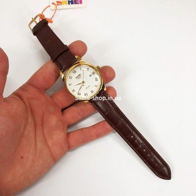 Класичний кварцовий чоловічий наручний годинник SKMEI 9058LGDWTBN-B, Модний чоловічий YW-259 годинник круглий