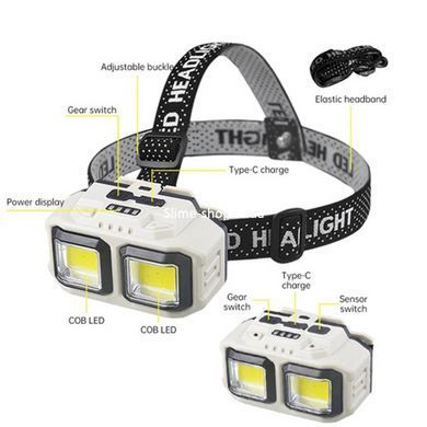 Мощный фонарик светодиодный на голову HX-816S 2COB(white+red), Налобный фанарь, Налобный фонарь AG-294 для сто
