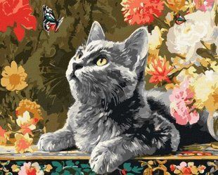 Картина за номерами - "Кошеня та метелики" &copy;art_selena_ua, 40х50см