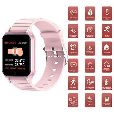 Смарт годинник Smart Watch T96 стильний із захистом від вологи та пилу з вимірюванням температура тіла. AO-290 Колір: рожевий
