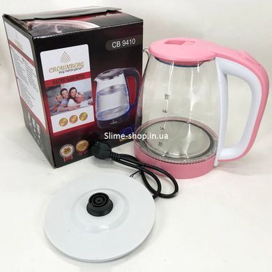 Электрический чайник стеклянный Crownberg CB-9410. BL-795 Цвет: розовый
