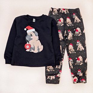Піжама дитяча з начісом Christmas pug