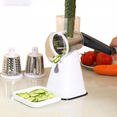 Овощерезка мультислайсер Tabletop Drum Grater Kitchen Master Терка для овощей и фруктов 3 насадки. WD-667 Цвет: белый