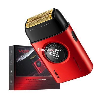 Електробритва VGR V-378 RED шейвер, подвійне лезо + триммер, регулювання потужності IY-437 7000-9000 RPM