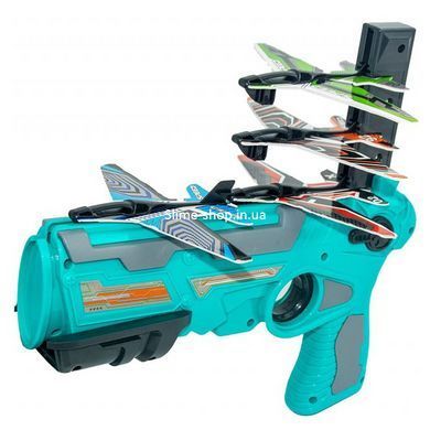 Детский игрушечный пистолет с самолетиками Air Battle катапульта с летающими самолетами (AB-1). IK-379 Цвет: синий