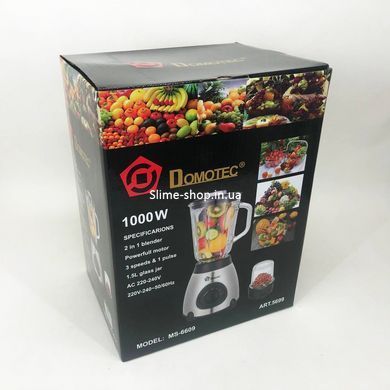 Блендер Domotec MS-6609/5699 з кавомолкою стаціонарний на 1.5л 1000 Вт, блендер для TL-258 смузі, електричний