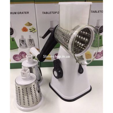 Овощерезка мультислайсер Tabletop Drum Grater Kitchen Master Терка для овощей и фруктов 3 насадки. WD-667 Цвет: белый