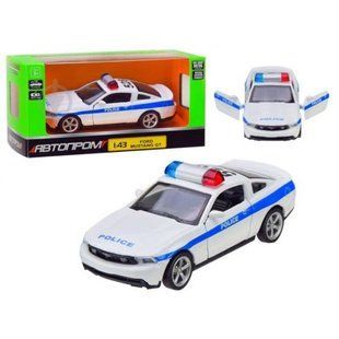 Машинка металлическая Ford Mustang GT Автопром полиция, инерцы, двери (белая)