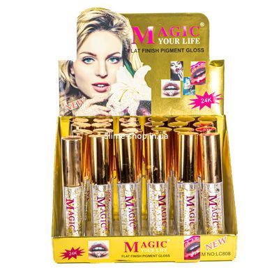 Блеск для губ прозрачный Magic Your Life с золотыми блестками LC 808