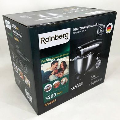 Настольный миксер тестомес Rainberg RB-8081 3200 Вт, Прочный миксер, Мощный QH-202 ручной миксер
