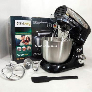 Настольный миксер тестомес Rainberg RB-8081 3200 Вт, Прочный миксер, Мощный QH-202 ручной миксер