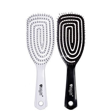 Щітка для волосся Salon Professional масажна пластмасова продувна спіральна, чорна