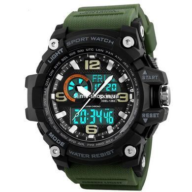 Часы спортивные спорт SKMEI 1283AG ARMY GREEN, Тактические военные часы для ЗСУ, Брендовые DH-123 мужские часы