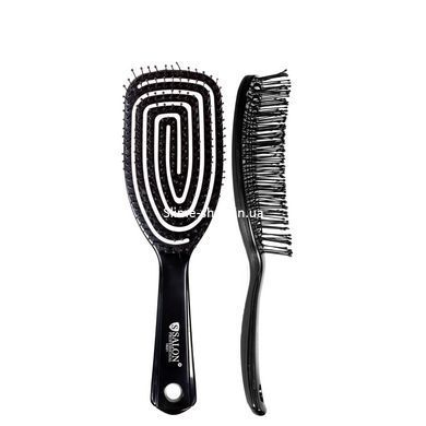 Щітка для волосся Salon Professional масажна пластмасова продувна спіральна, чорна