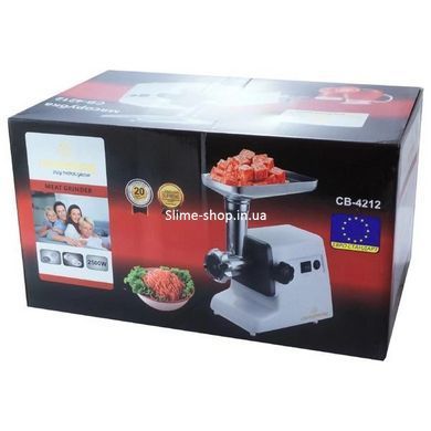 Мясорубка с решеткой для фарша Crownberg CB-4212, Электромясорубка для шинковки, EC-197 Топ мясорубок