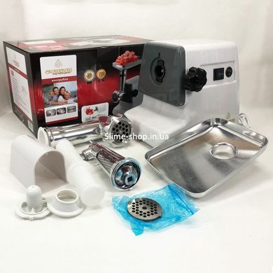 Мясорубка с решеткой для фарша Crownberg CB-4212, Электромясорубка для шинковки, EC-197 Топ мясорубок