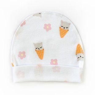 Шапочка для немовлят з підворотом Cat ice cream